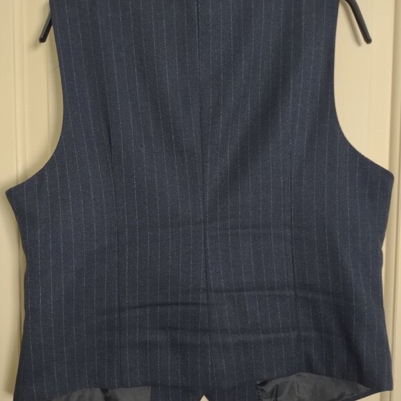 Midnight Blue Pin-Striped Business Vest, Size Med by HeYun - Picture 3 of 8